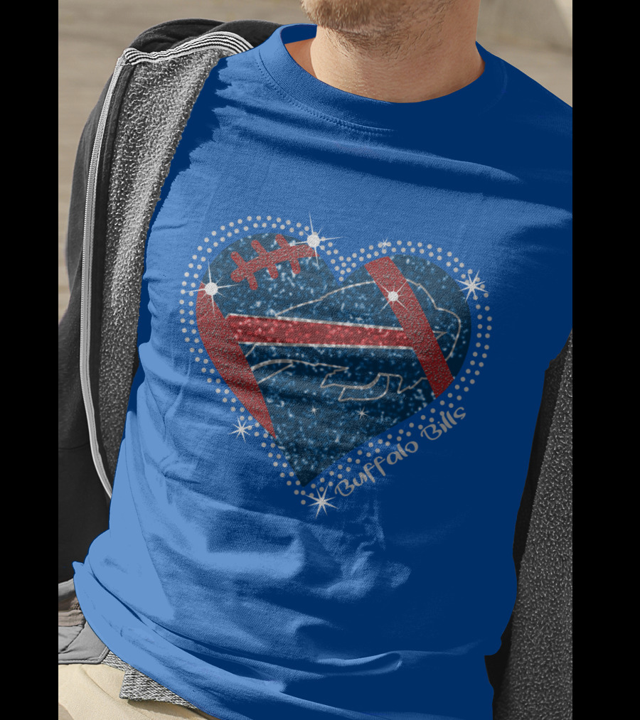 Buffalo Bills Heart Football Sparkle T-Shirt