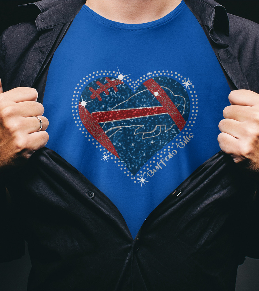 Buffalo Bills Heart Football Sparkle T-Shirt