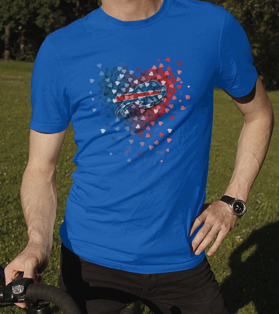 Buffalo Bills Heart-Shaped Logo With Colorful Hearts T-Shirt