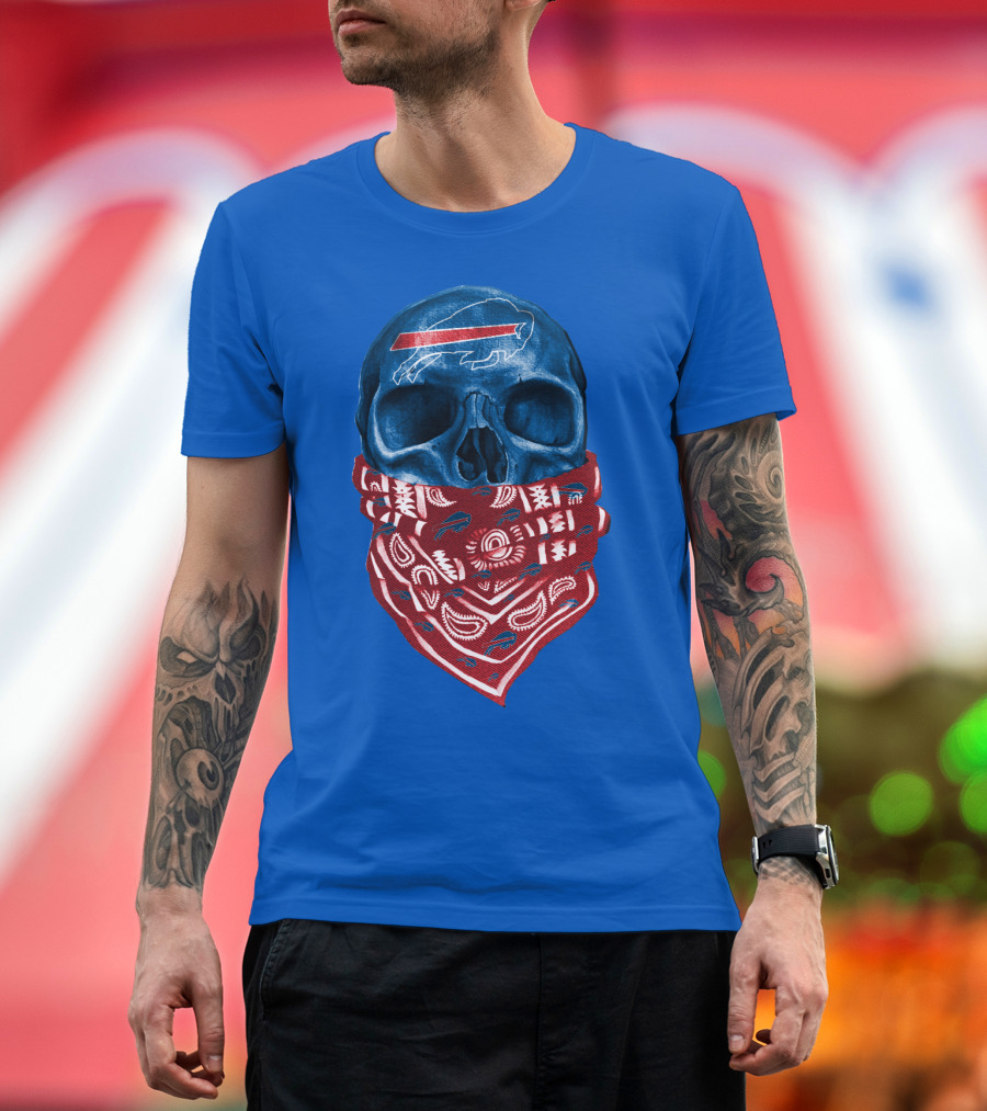 Buffalo Bills Skull With Bandana T-Shirt
