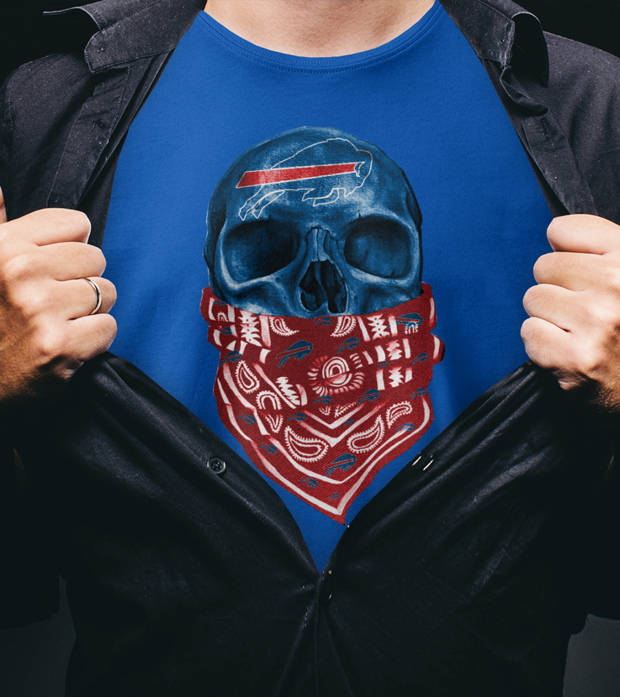 Buffalo Bills Skull With Bandana T-Shirt