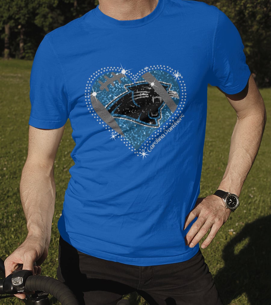 Carolina Panthers Heart Football T-Shirt