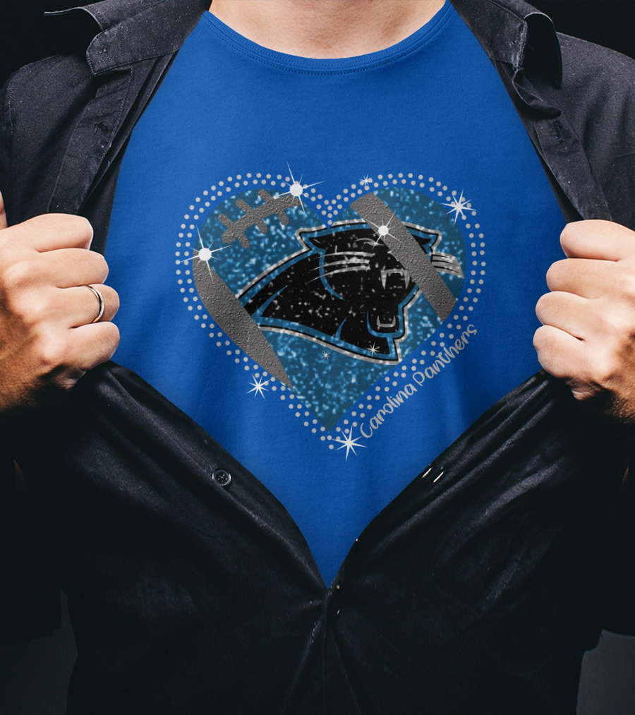 Carolina Panthers Heart Football T-Shirt