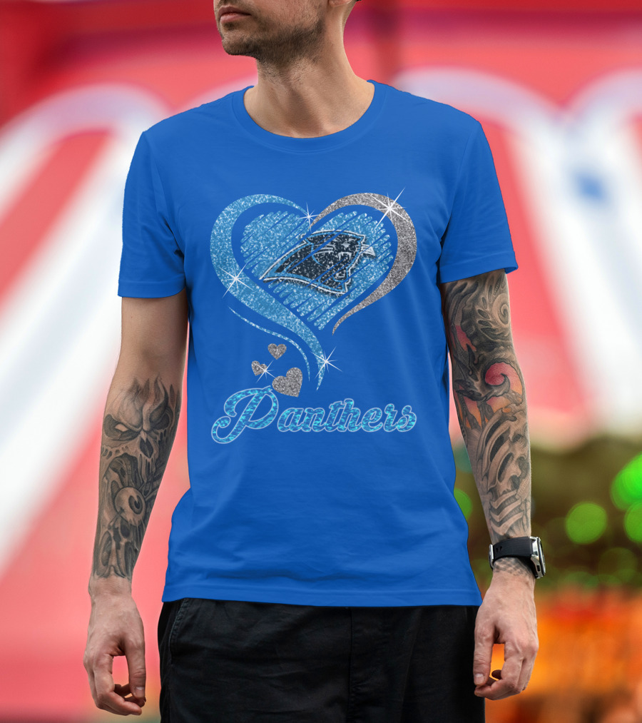 Panthers Heart Silver Blue T-Shirt