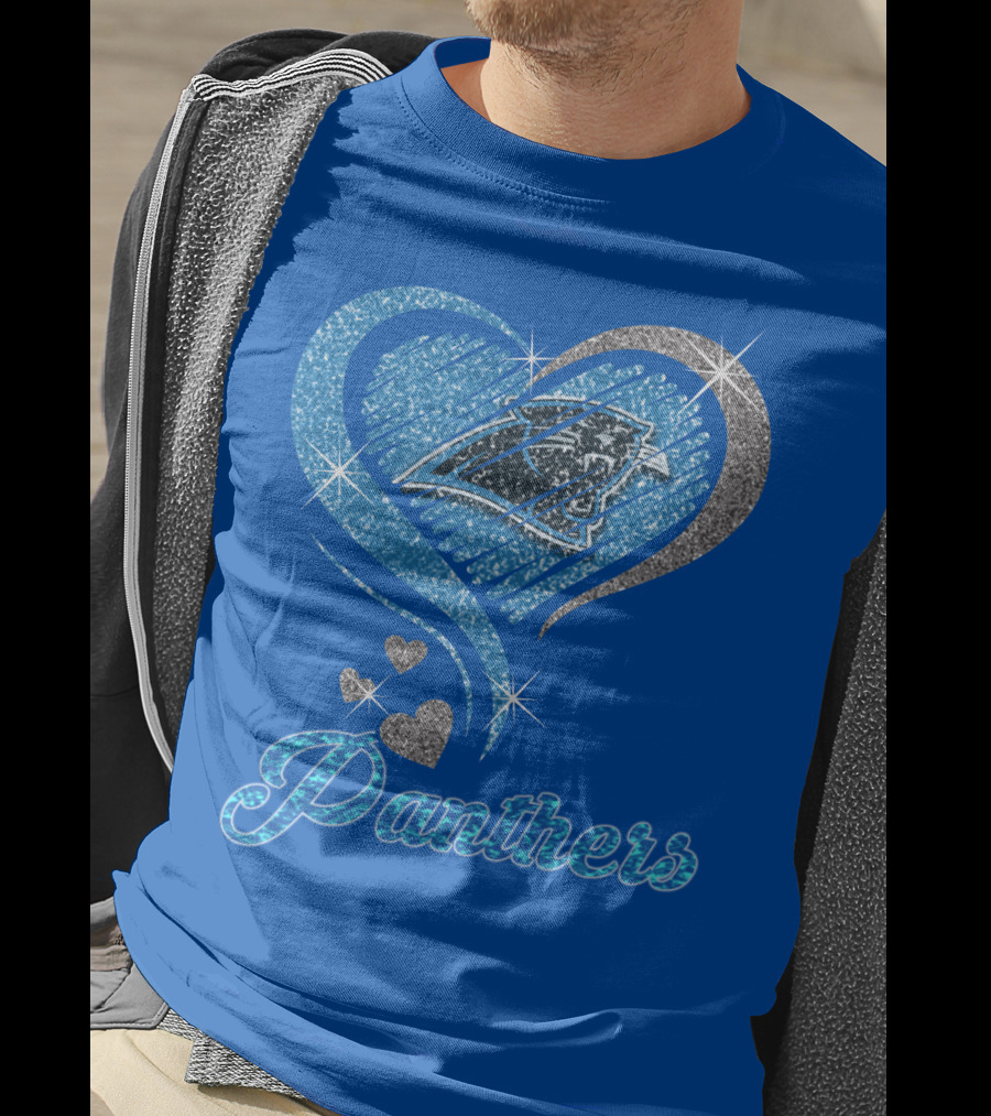 Panthers Heart Silver Blue T-Shirt