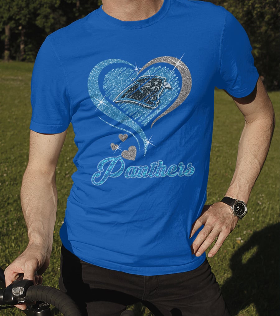 Panthers Heart Silver Blue T-Shirt