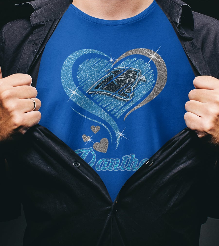 Panthers Heart Silver Blue T-Shirt