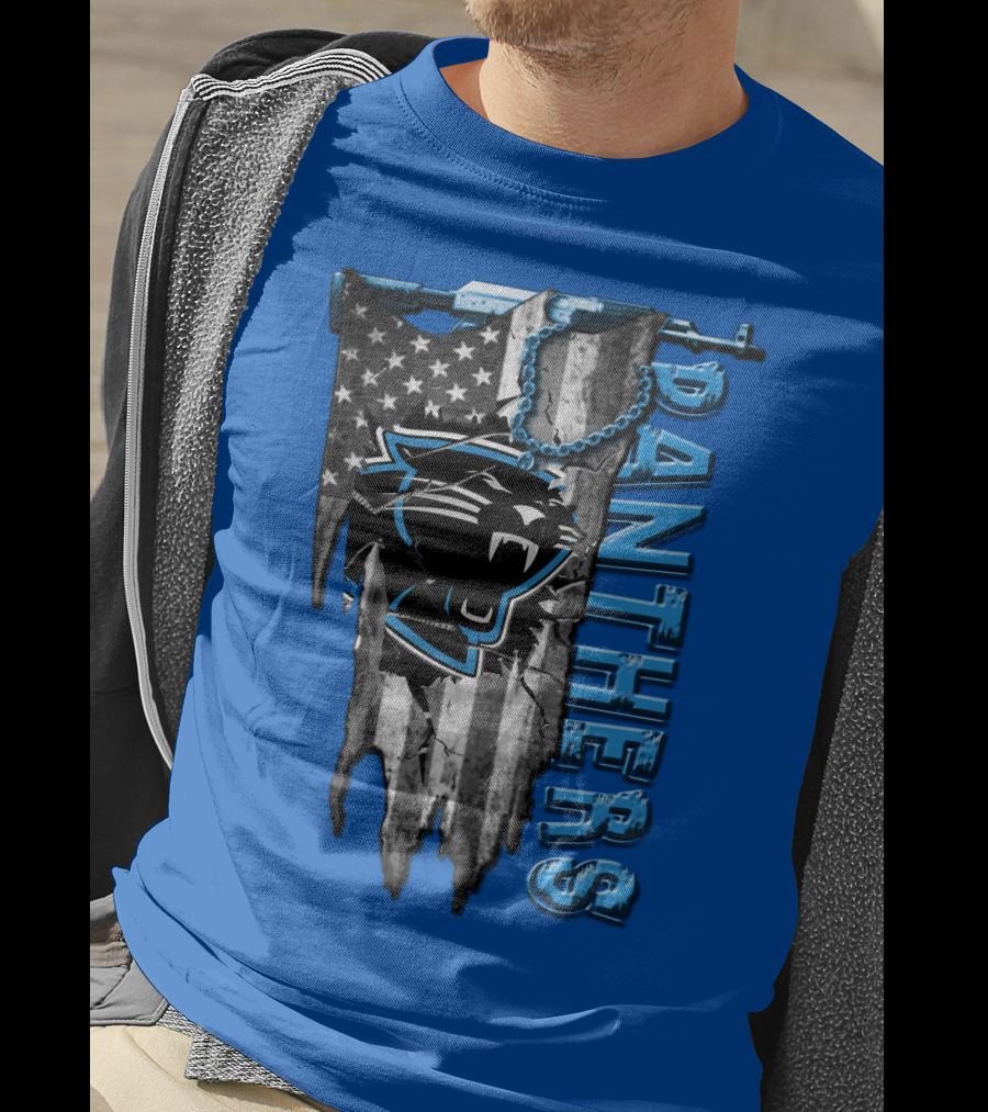 American Flag Carolina Panthers Logo Panthers T-Shirt