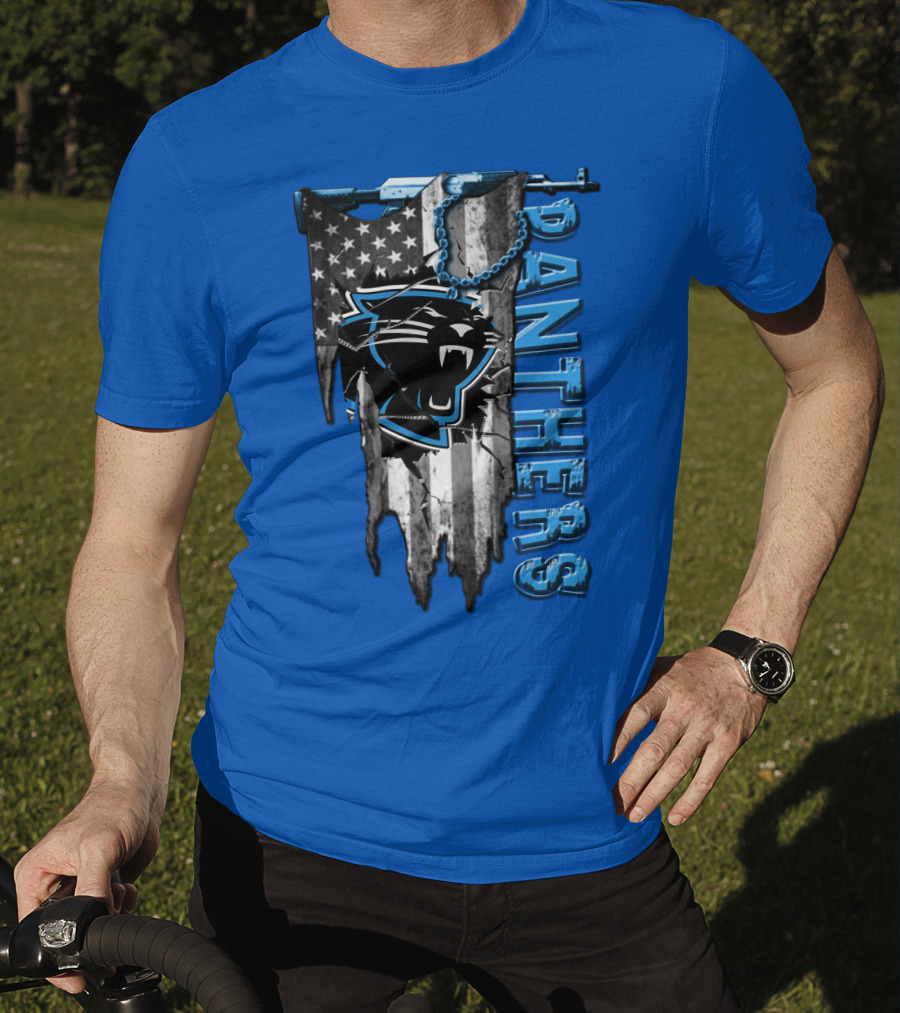 American Flag Carolina Panthers Logo Panthers T-Shirt