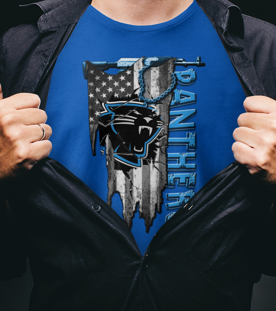 American Flag Carolina Panthers Logo Panthers T-Shirt
