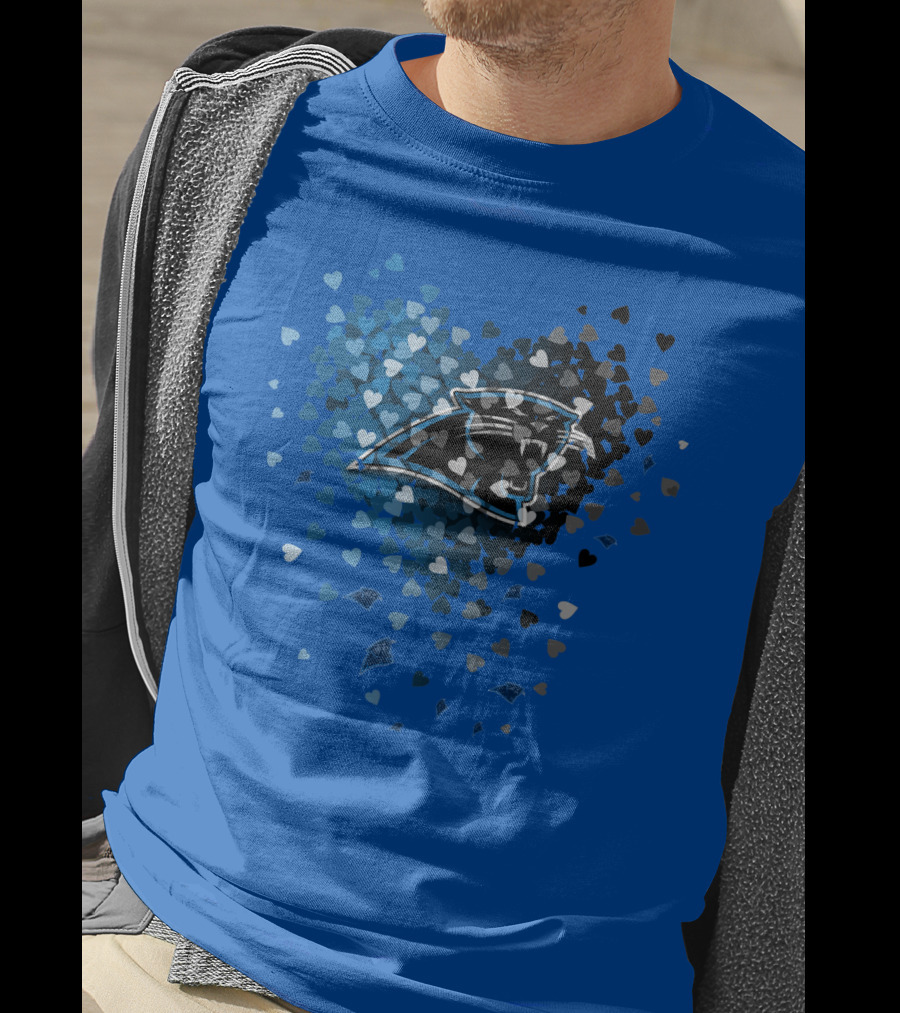 Carolina Panthers Heart-Shaped Blue And Black Logo T-Shirt
