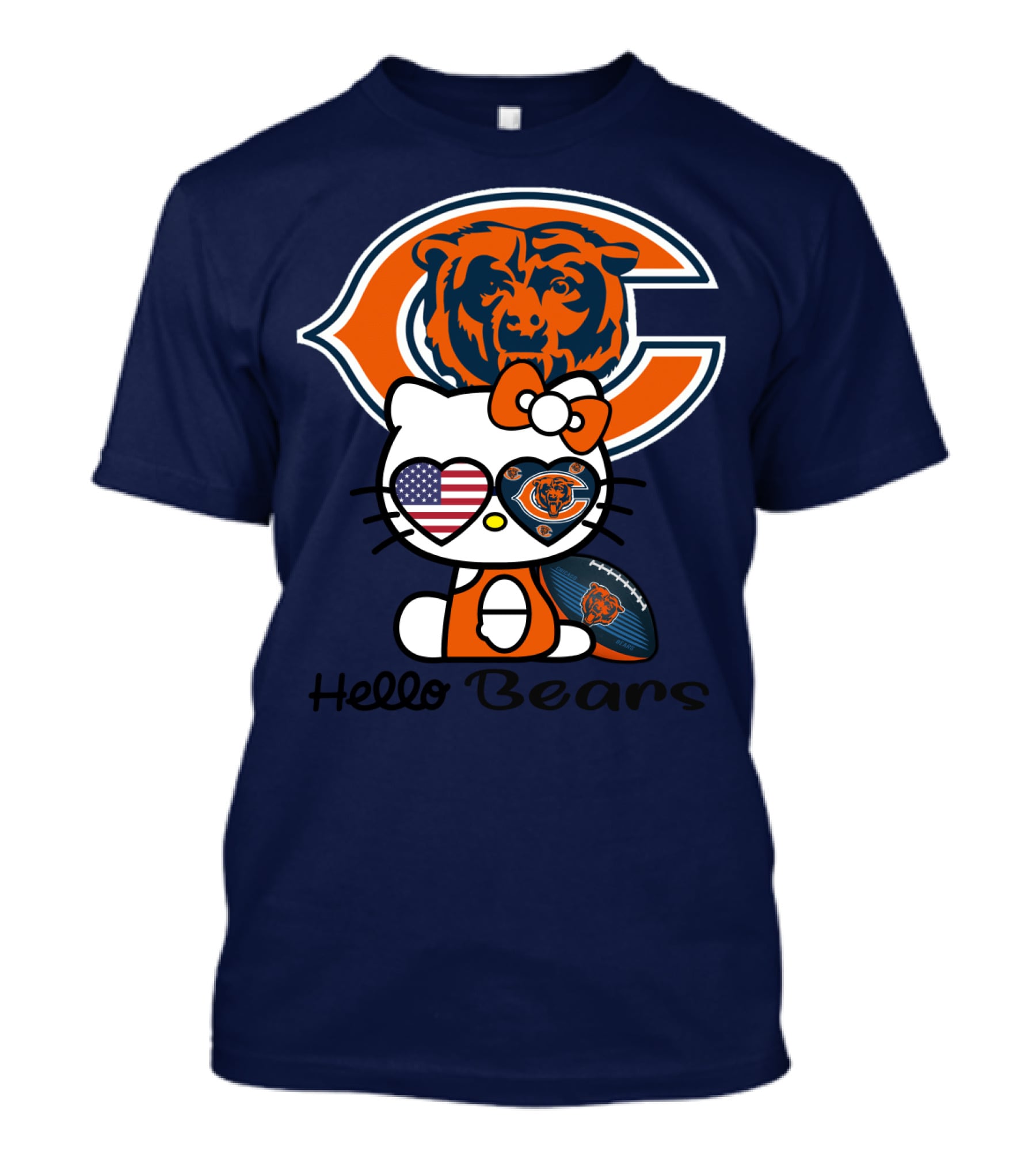 Hello Bears Chicago Bears Football Kitty T-Shirt