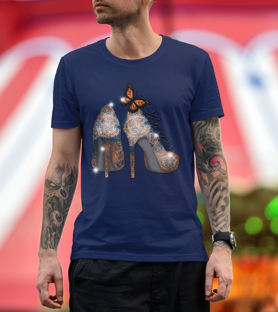 Chicago Bears High Heels Butterfly Sparkle Fashion T-Shirt