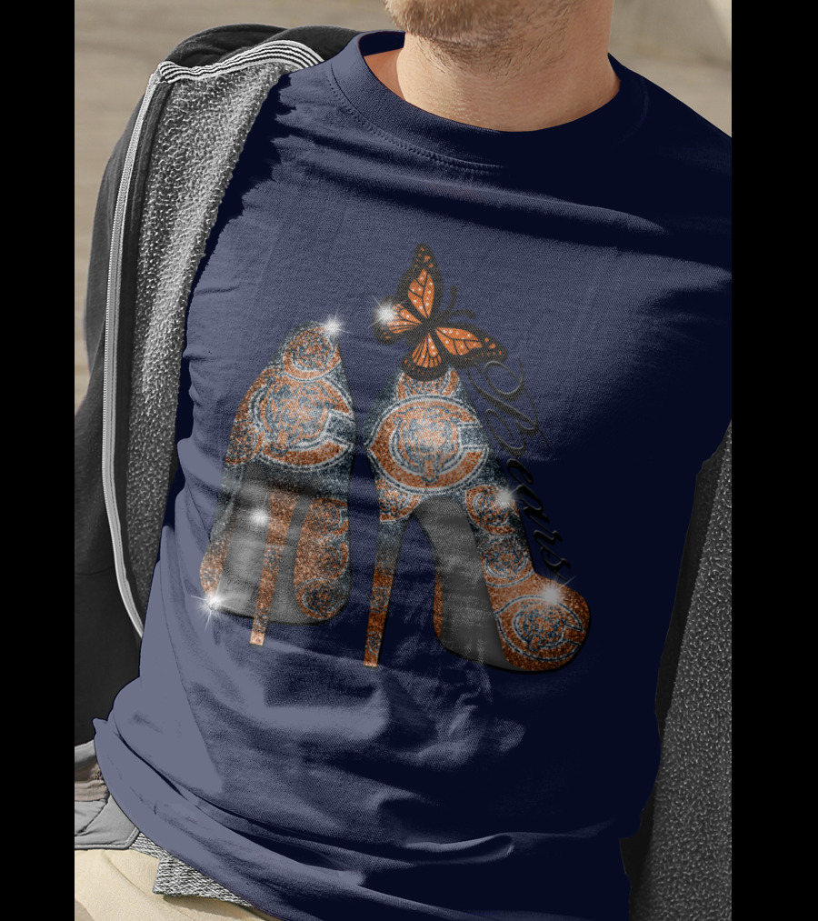 Chicago Bears High Heels Butterfly Sparkle Fashion T-Shirt