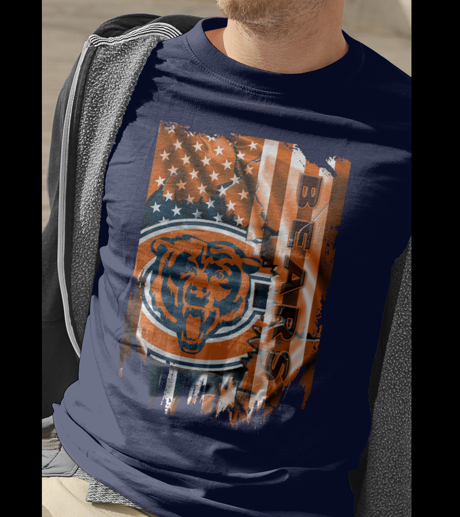 Chicago Bears American Flag Stars And Stripes T-Shirt