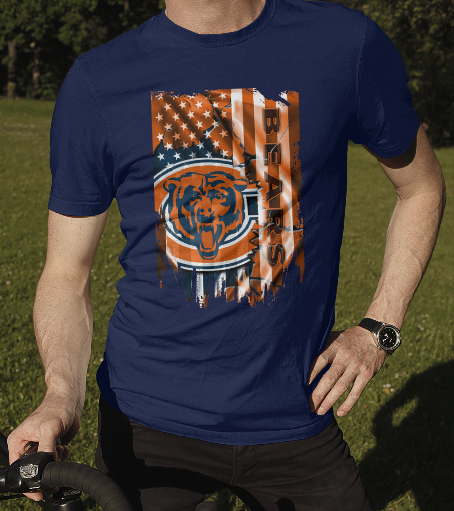 Chicago Bears American Flag Stars And Stripes T-Shirt