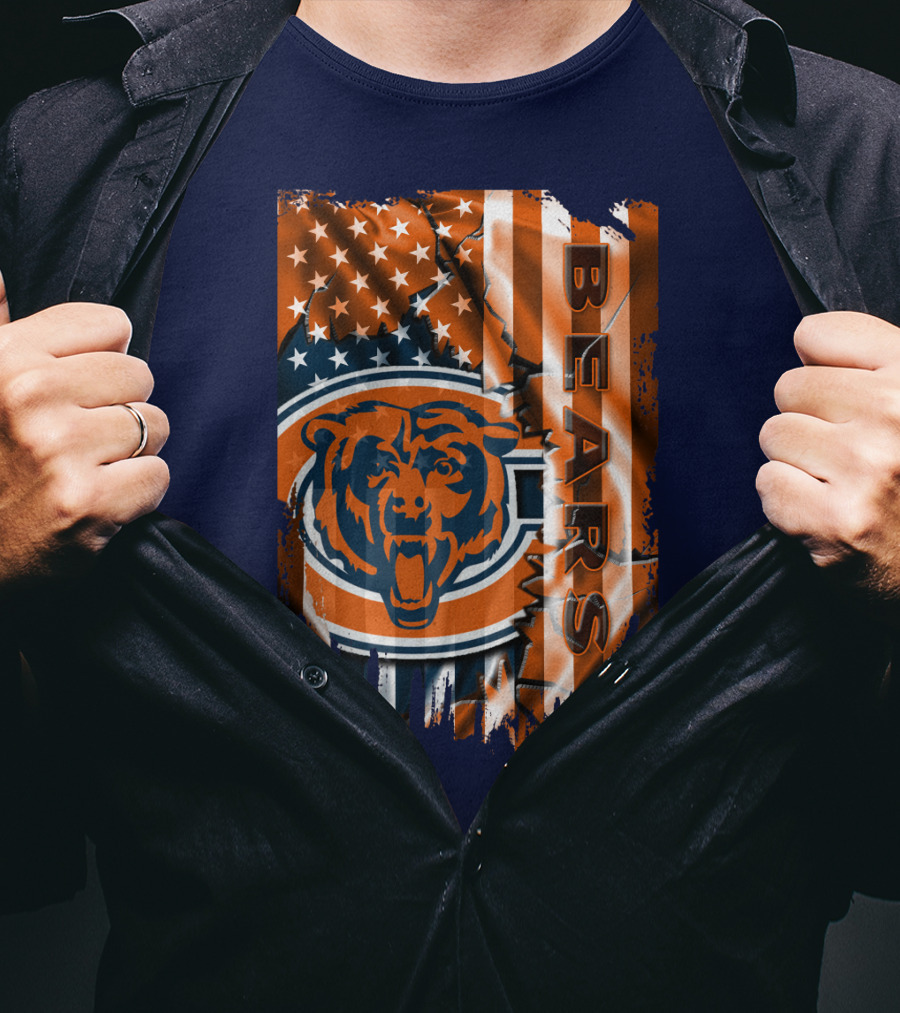 Chicago Bears American Flag Stars And Stripes T-Shirt
