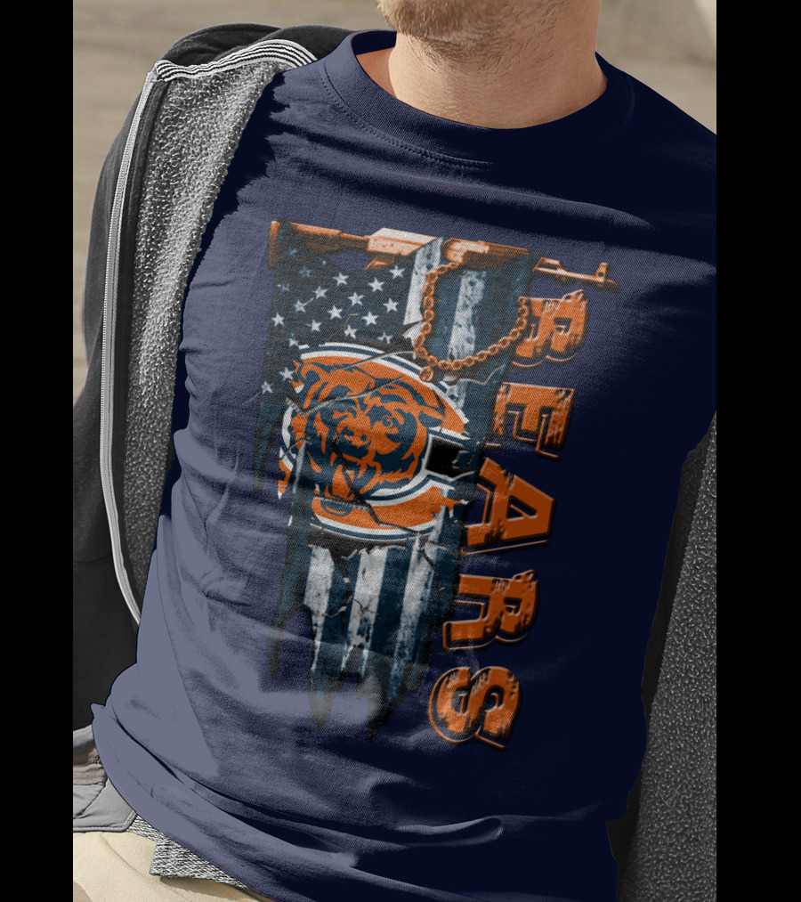 Chicago Bears American Flag Bear T-Shirt