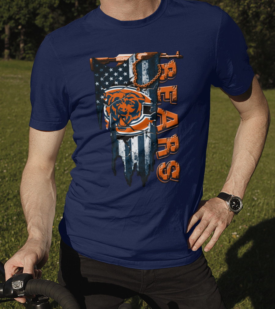Chicago Bears American Flag Bear T-Shirt
