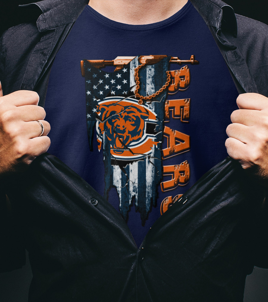 Chicago Bears American Flag Bear T-Shirt