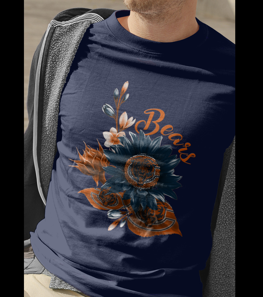 Bears Floral Design With Chicago Bears T-Shirt