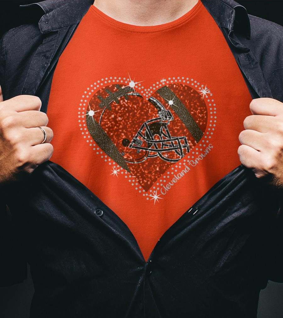 Cleveland Browns Heart Helmet Football Stars T-Shirt