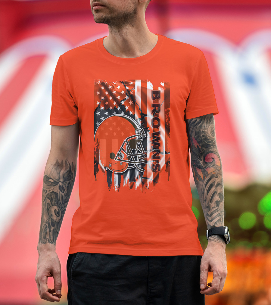 Browns American Flag Helmet T-Shirt