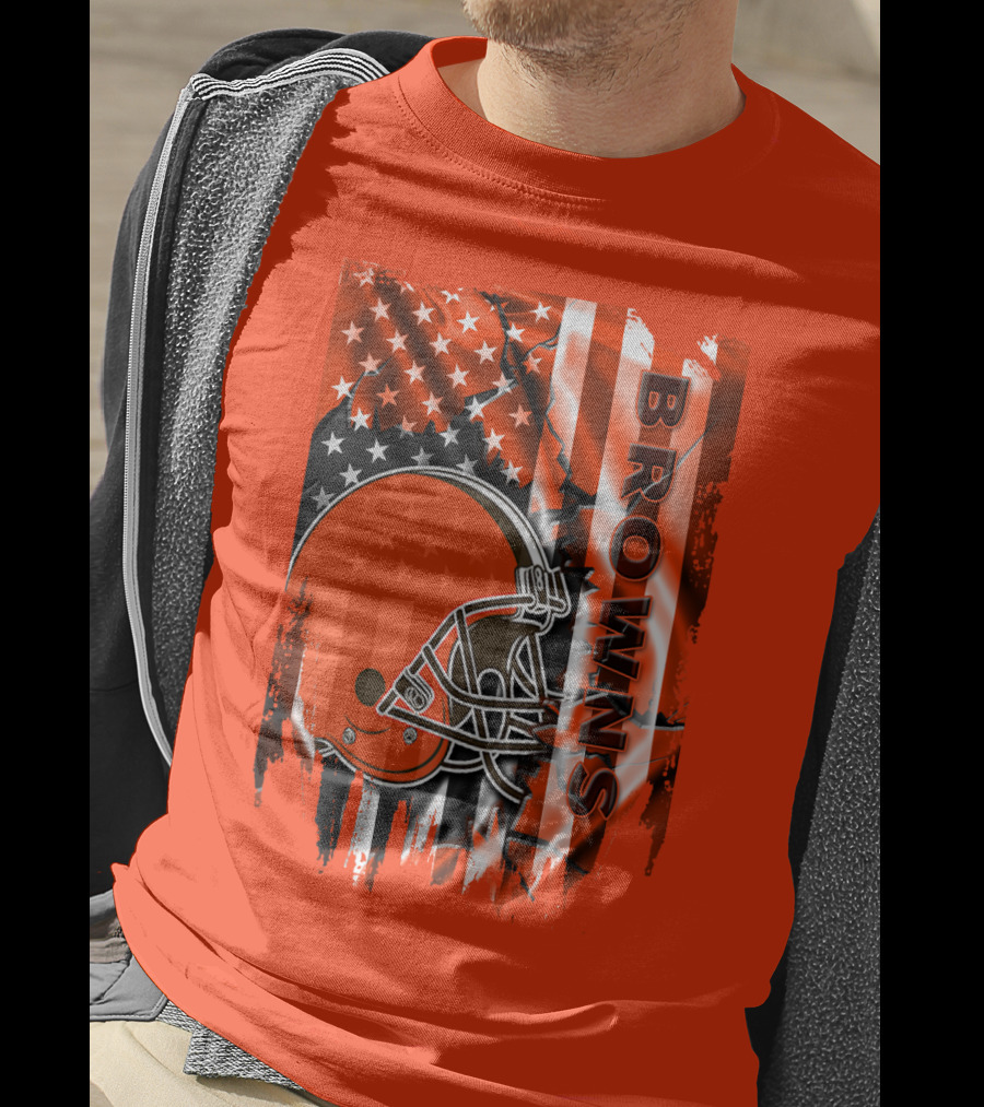 Browns American Flag Helmet T-Shirt