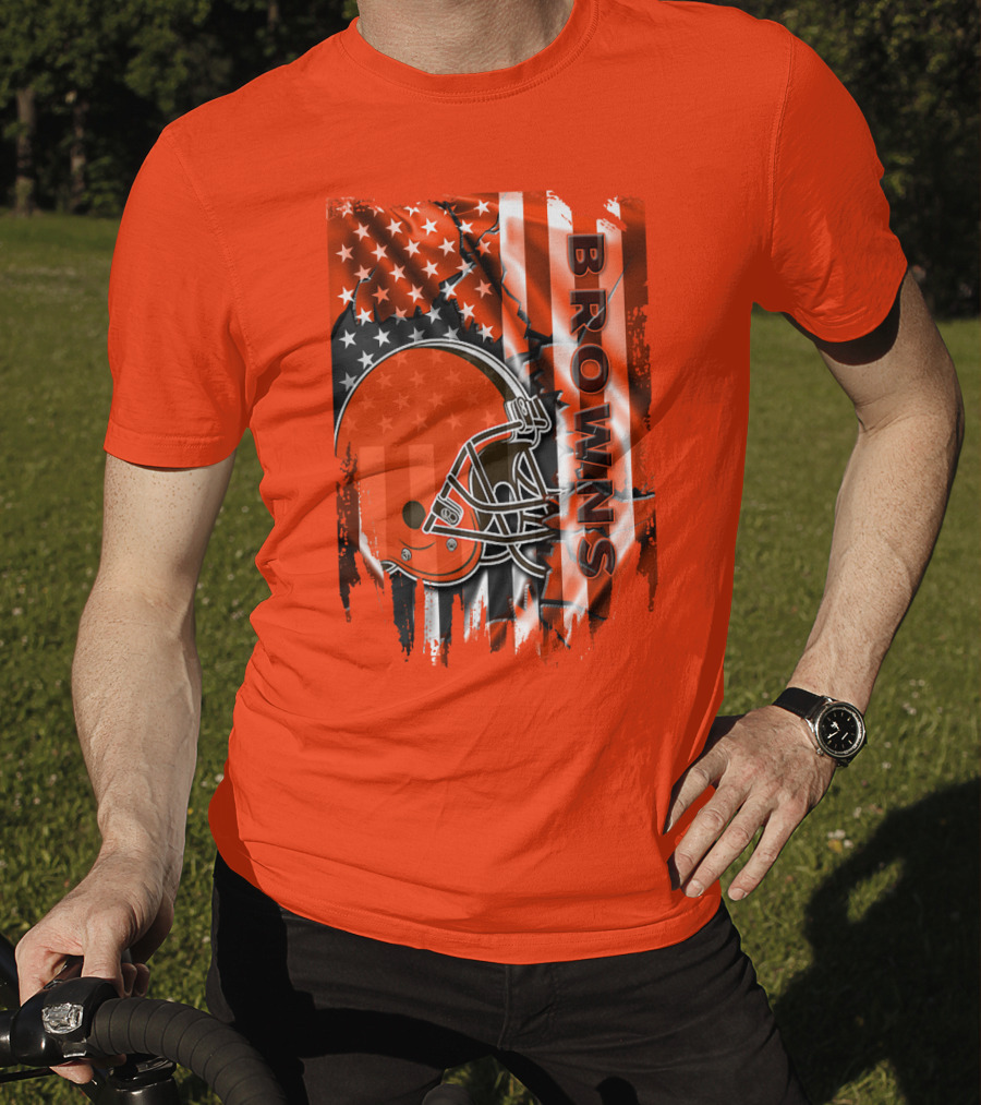 Browns American Flag Helmet T-Shirt