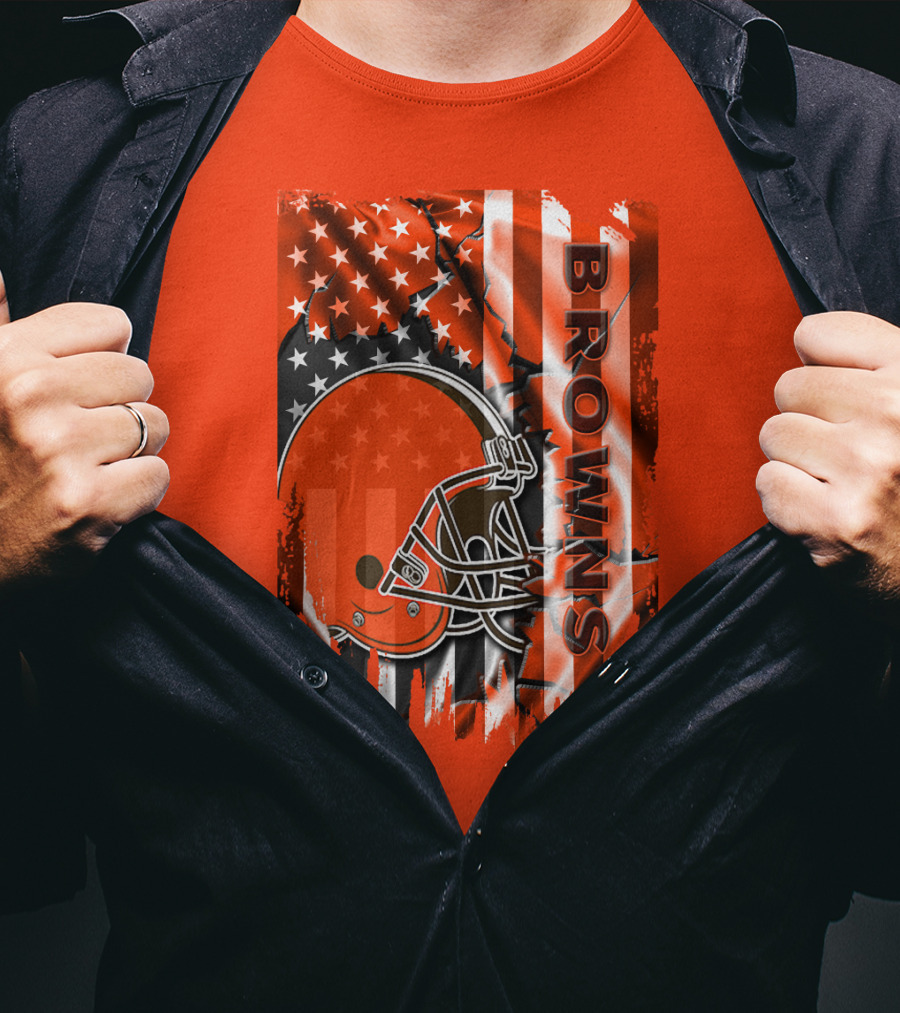 Browns American Flag Helmet T-Shirt