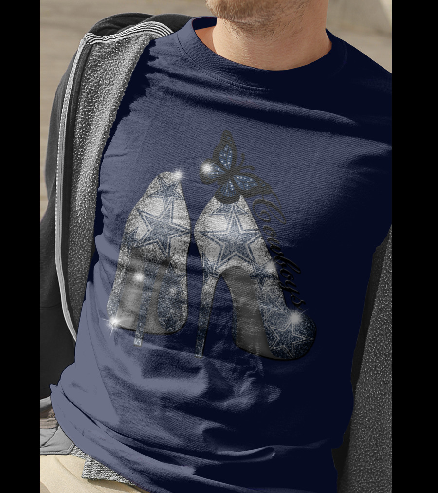 Dallas Cowboys Heels And Butterfly Sparkle Stars T-Shirt