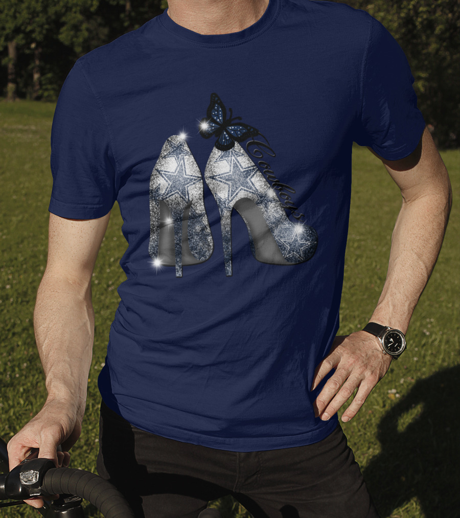 Dallas Cowboys Heels And Butterfly Sparkle Stars T-Shirt