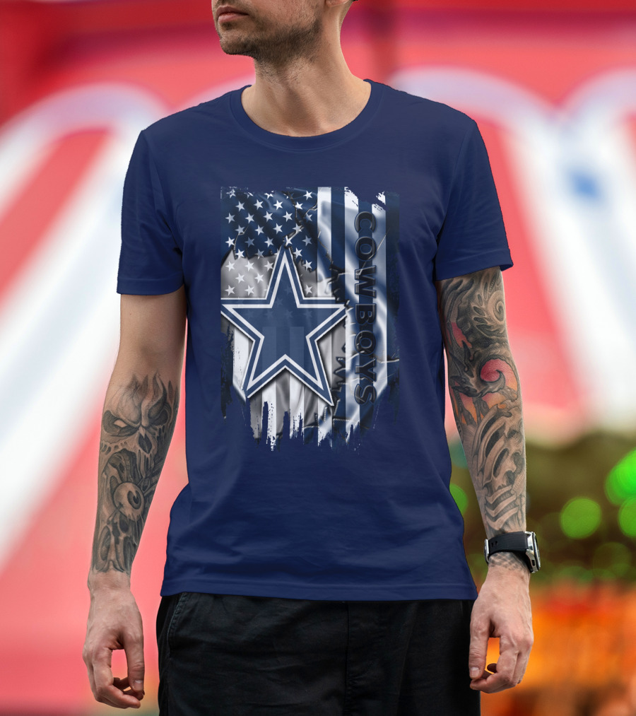 Cowboys American Flag Star Logo Navy Blue T-Shirt