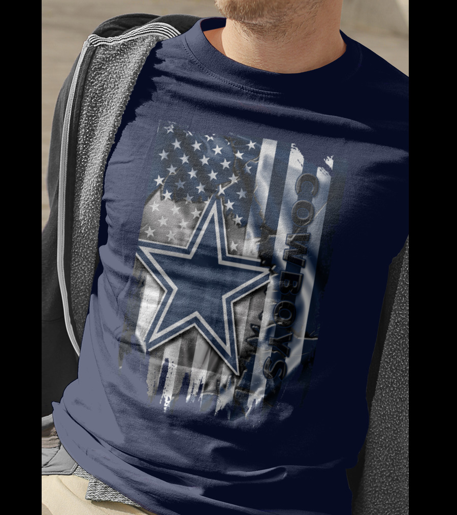 Cowboys American Flag Star Logo Navy Blue T-Shirt