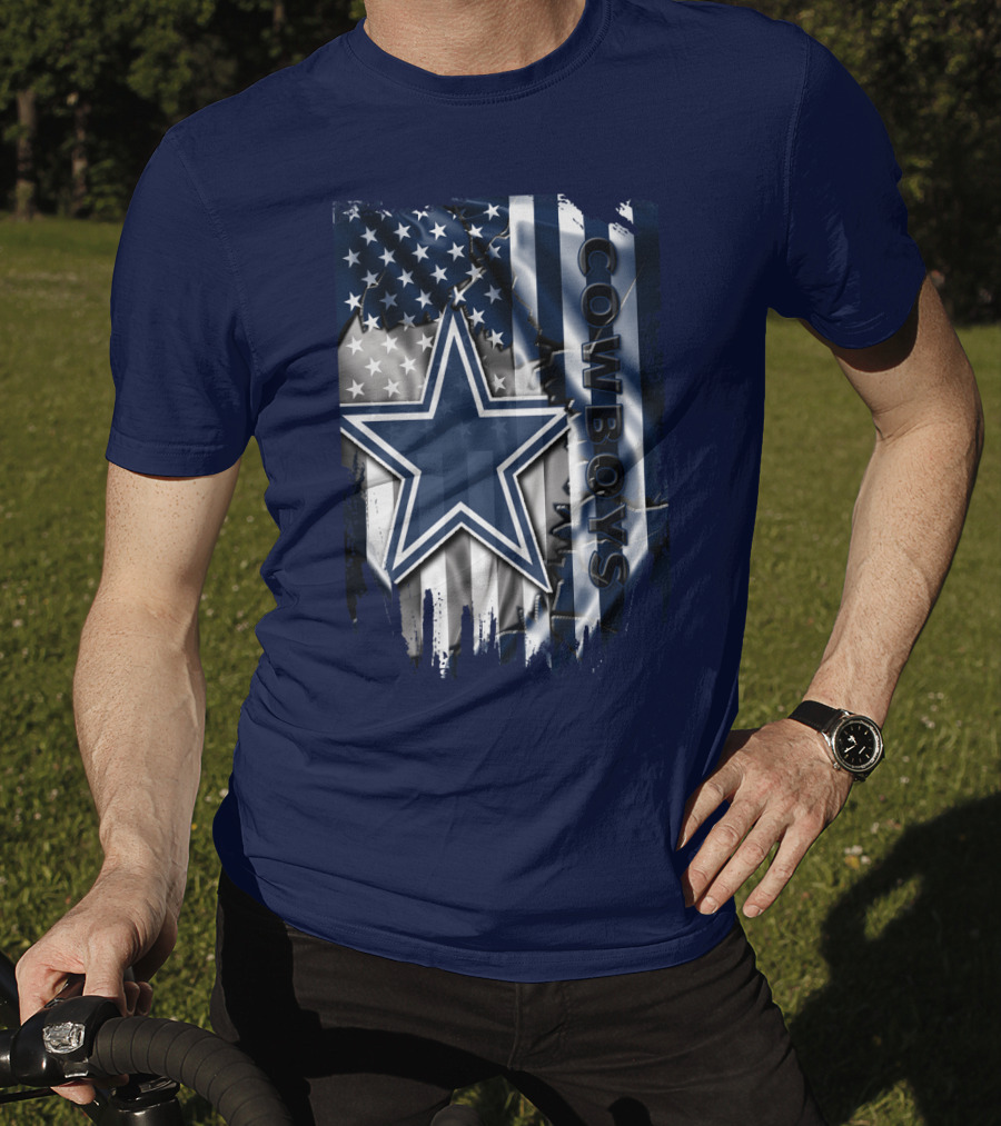 Cowboys American Flag Star Logo Navy Blue T-Shirt