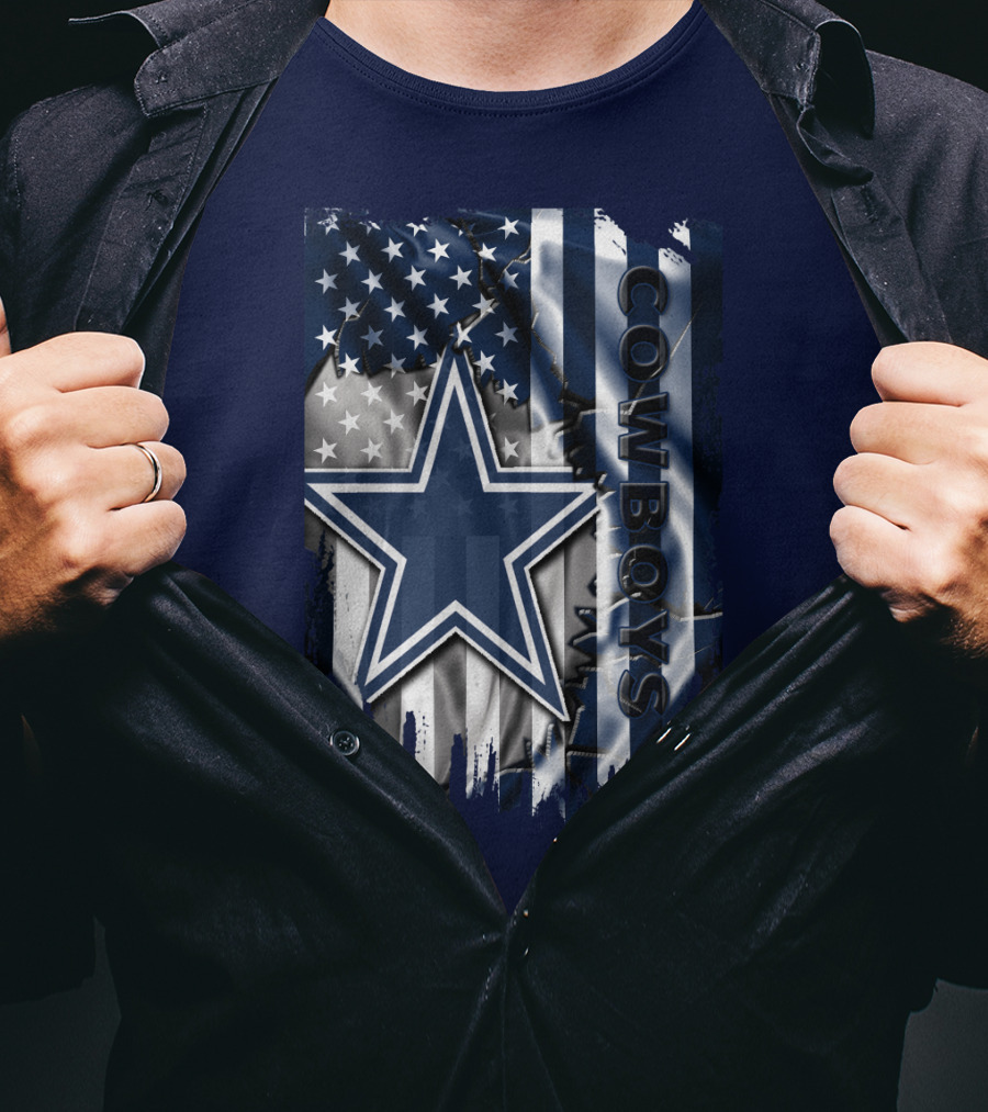 Cowboys American Flag Star Logo Navy Blue T-Shirt