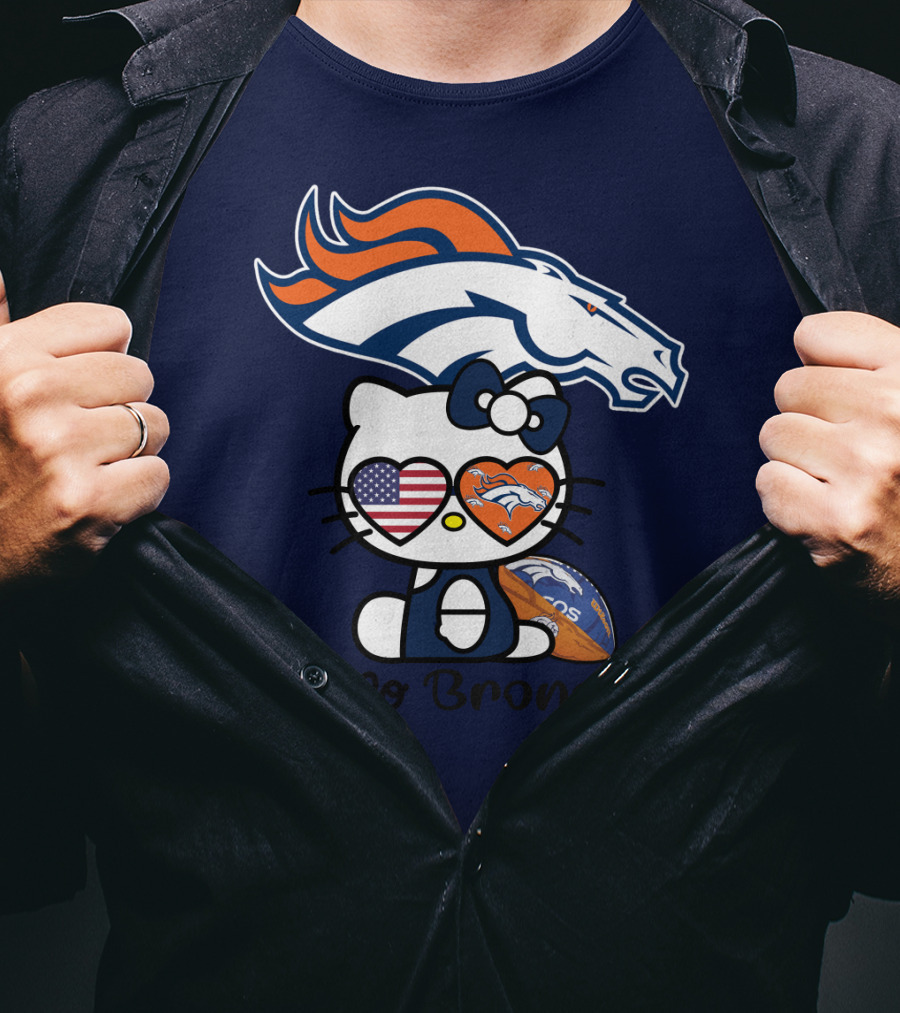 Hello Broncos Denver Broncos Football Hello Kitty T-Shirt