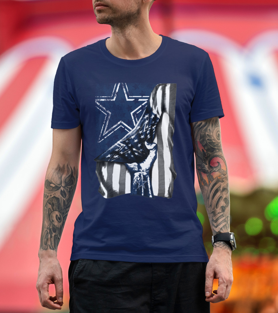 Dallas Cowboys Star Fist With American Flag T-Shirt
