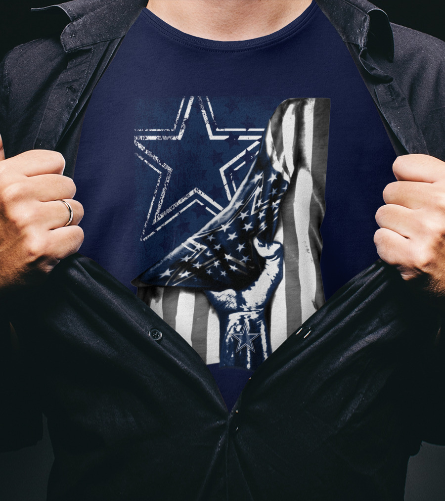 Dallas Cowboys Star Fist With American Flag T-Shirt