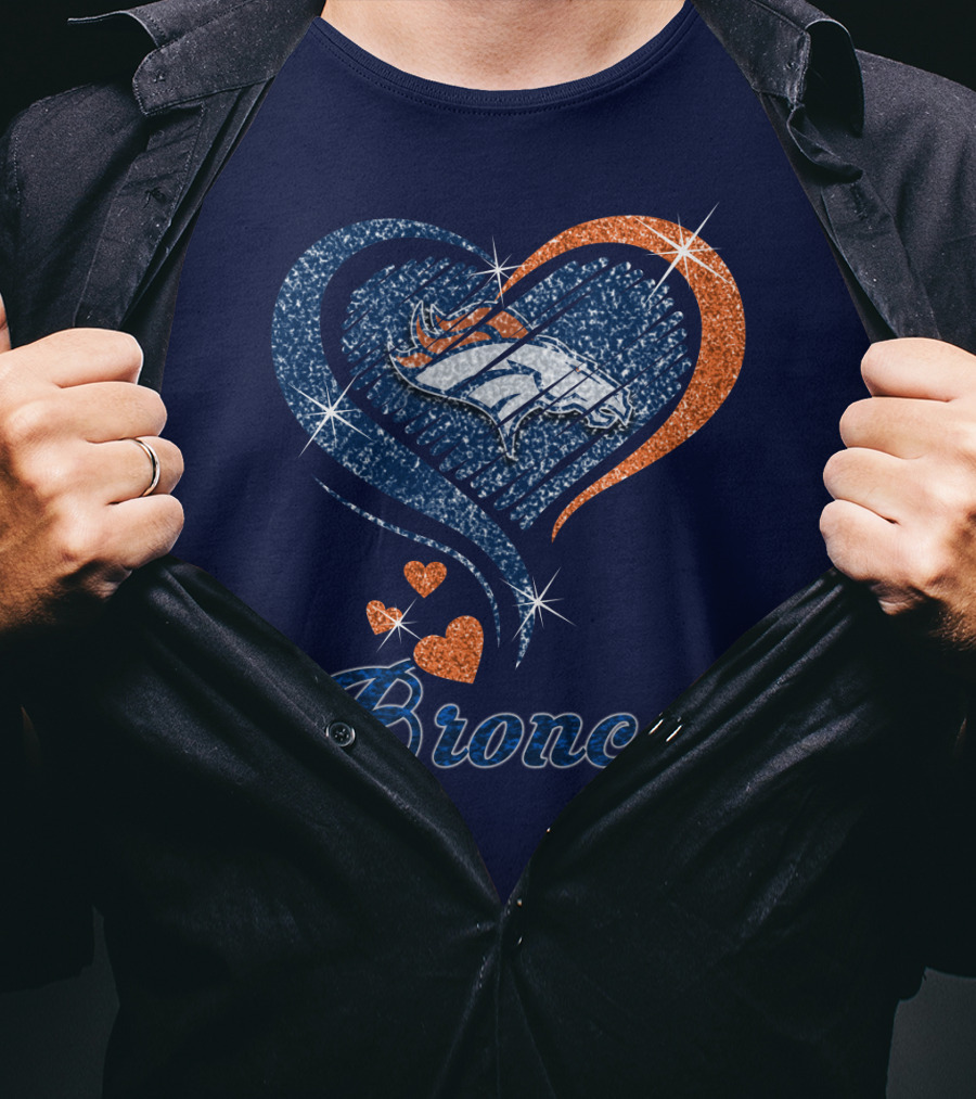 Broncos Heart Glitter T-Shirt