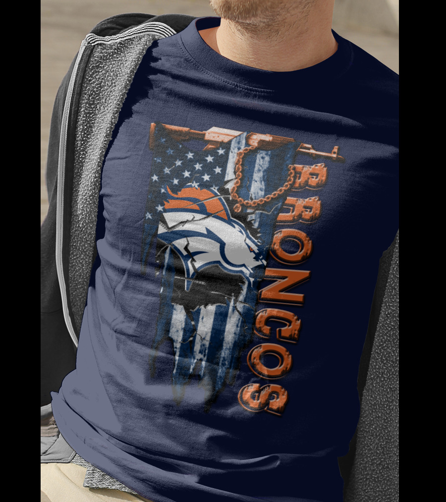Denver Broncos American Flag Bold T-Shirt