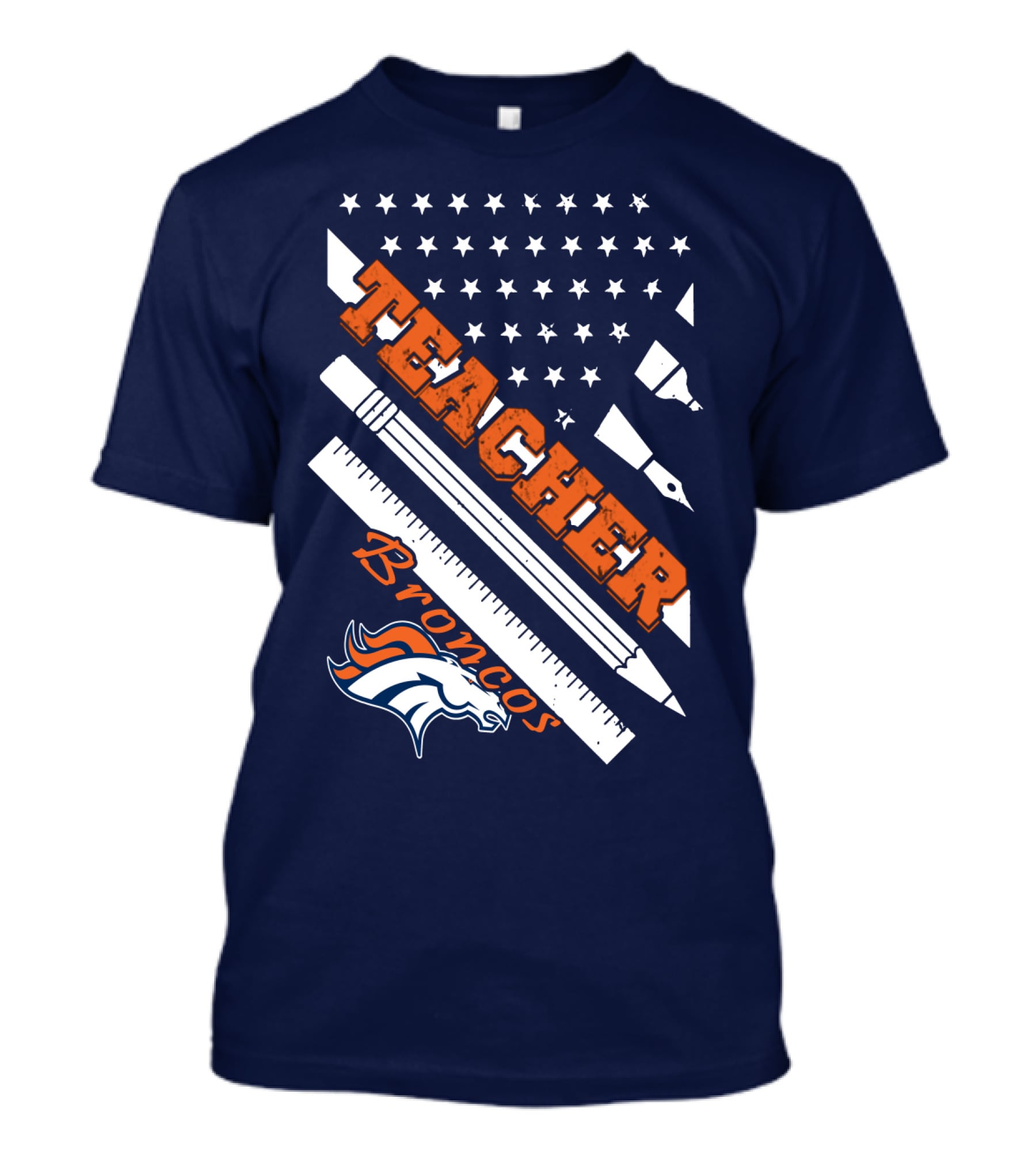 Teacher Broncos Stars And Stripes T-Shirt