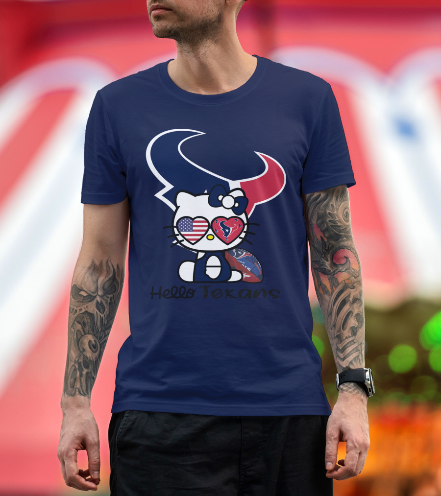 Hello Texans Houston Texans American Flag Football T-Shirt