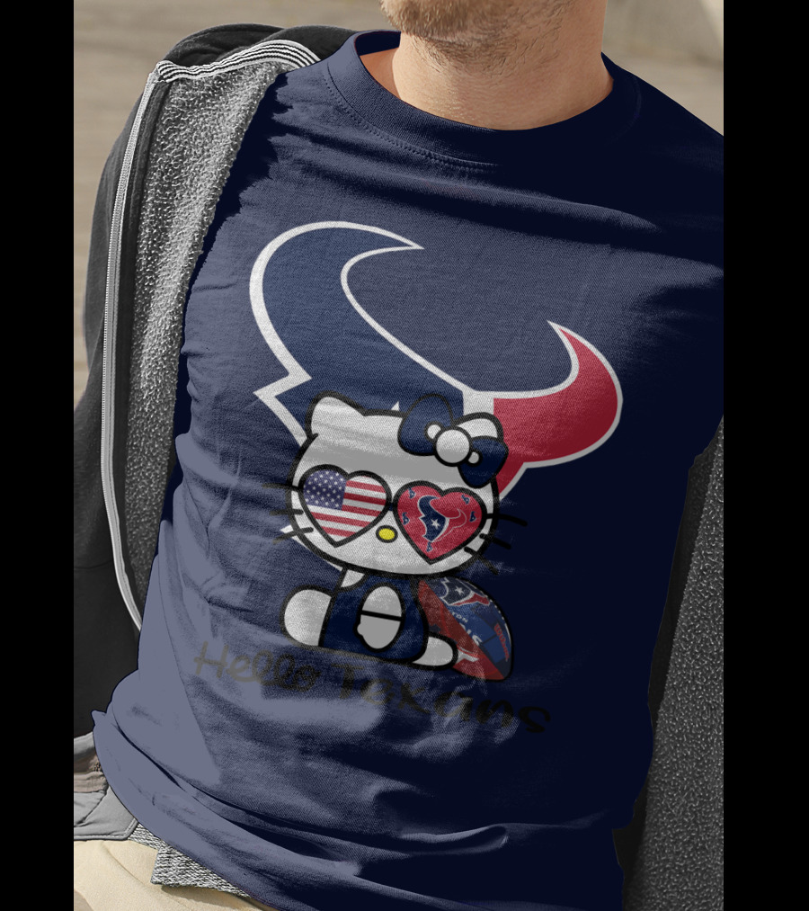 Hello Texans Houston Texans American Flag Football T-Shirt