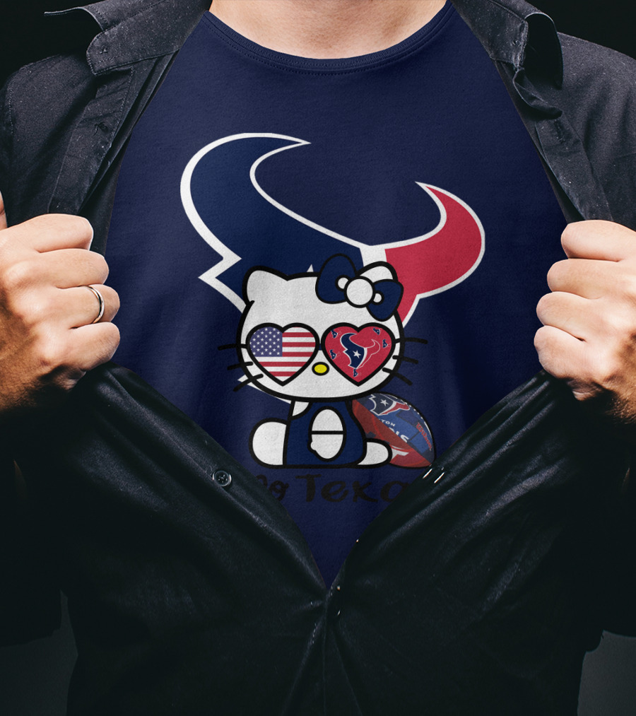 Hello Texans Houston Texans American Flag Football T-Shirt