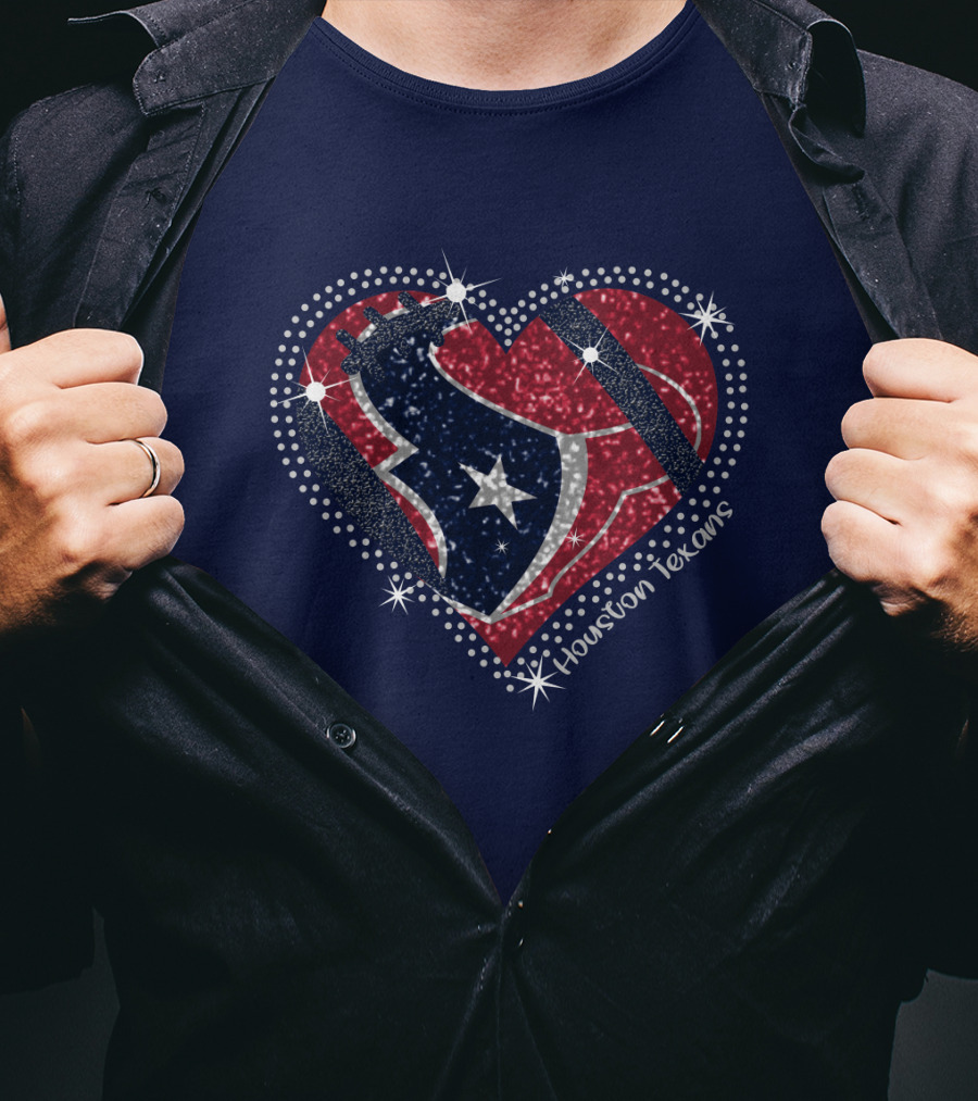Houston Texans Heart Logo Sparkle T-Shirt