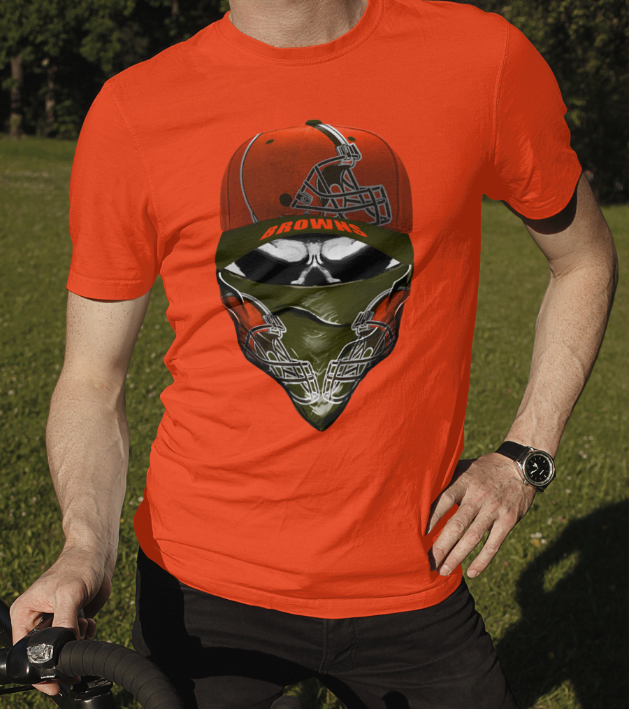 Cleveland Browns Helmet Cap And Bandana Combo T-Shirt