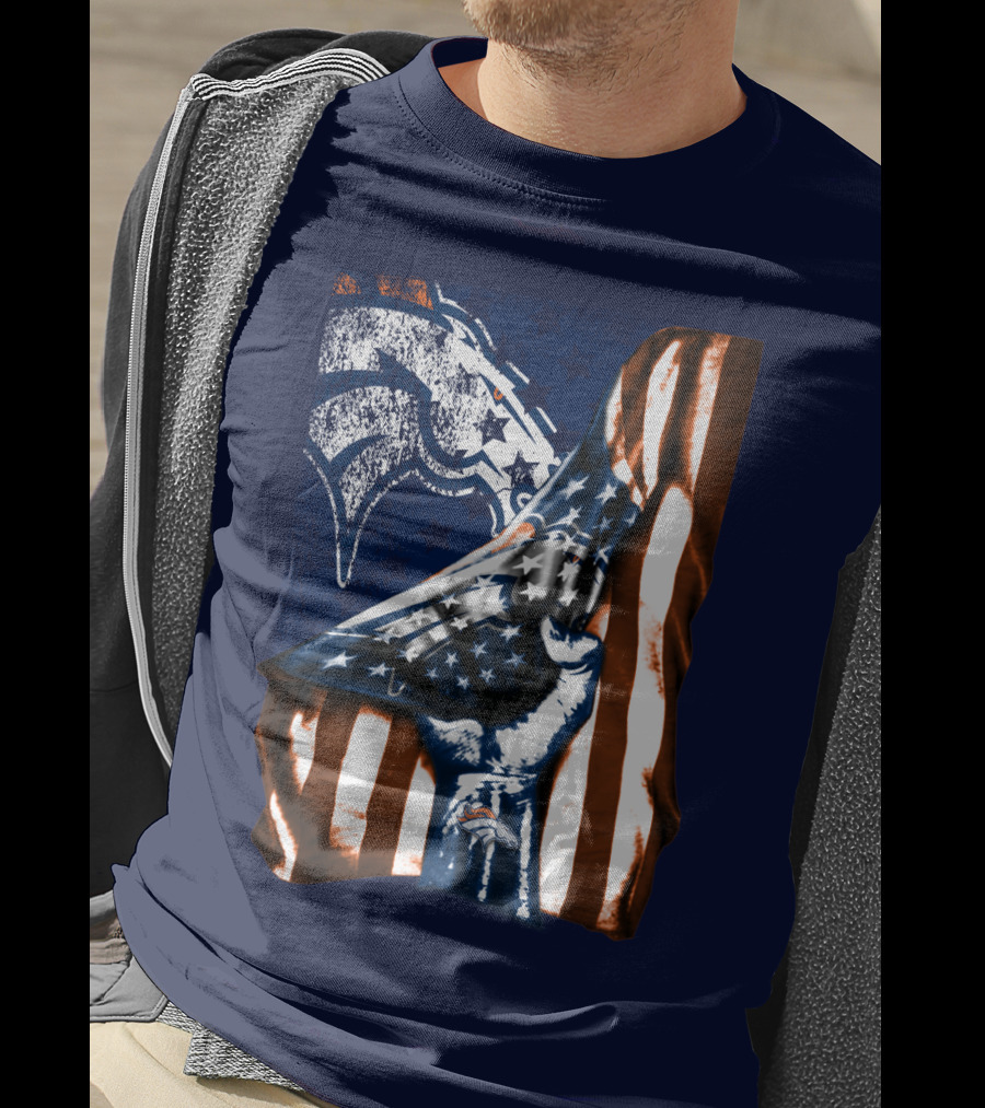 Denver Broncos American Flag Fist T-Shirt