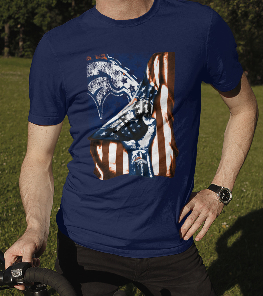 Denver Broncos American Flag Fist T-Shirt