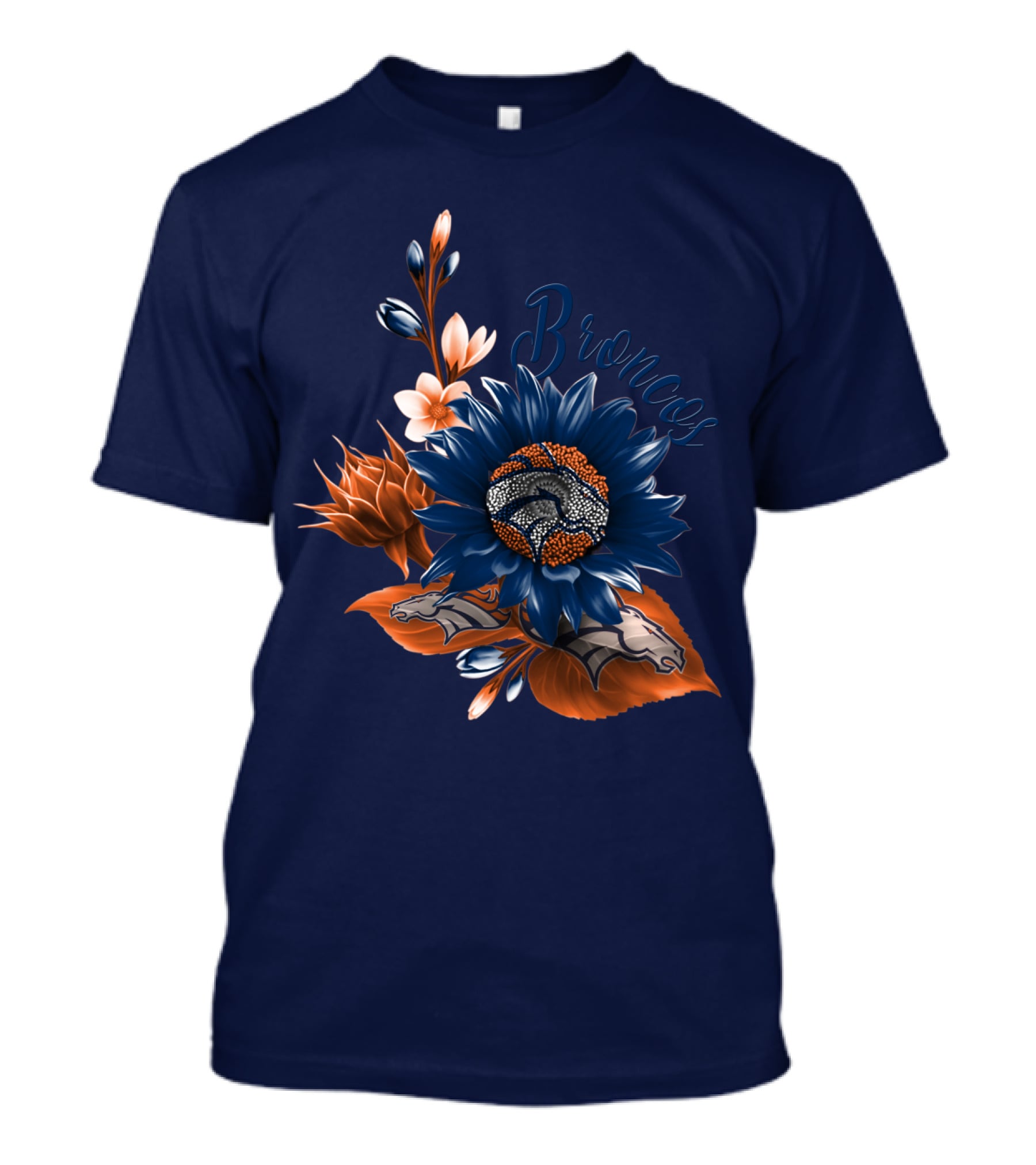 Broncos Floral Design With Team Logo Elements T-Shirt